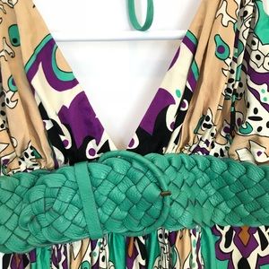 SKY tie neck halter top w/ built in belt. NEW